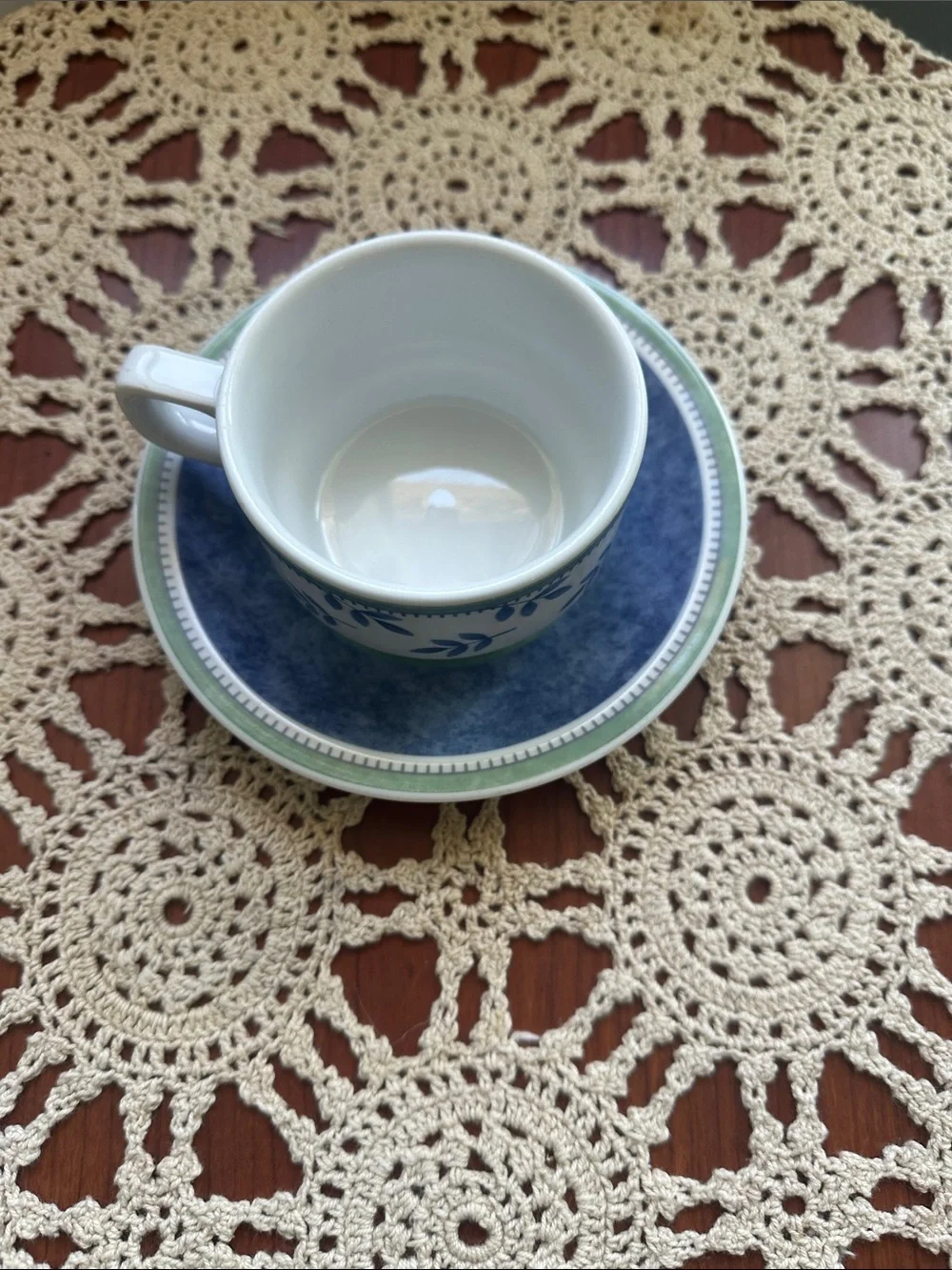Villeroy & Boch Varios 3 Porcelain Cup & Saucer Set Blue Green White Germany